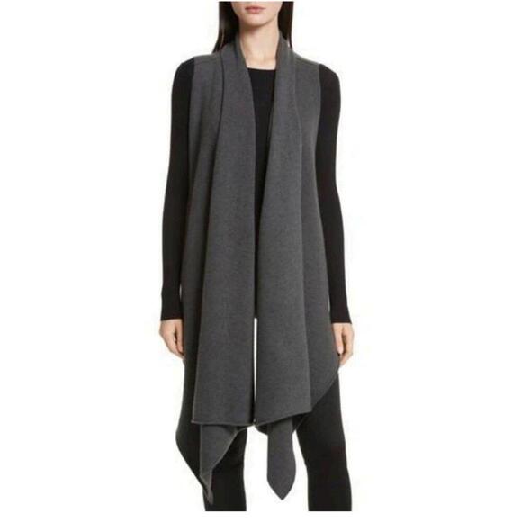Brochu Walker Jackets & Blazers - BROCHU WALKER Sorin Merino Wool Blend Wrap Vest In Shale Melange Size P/S